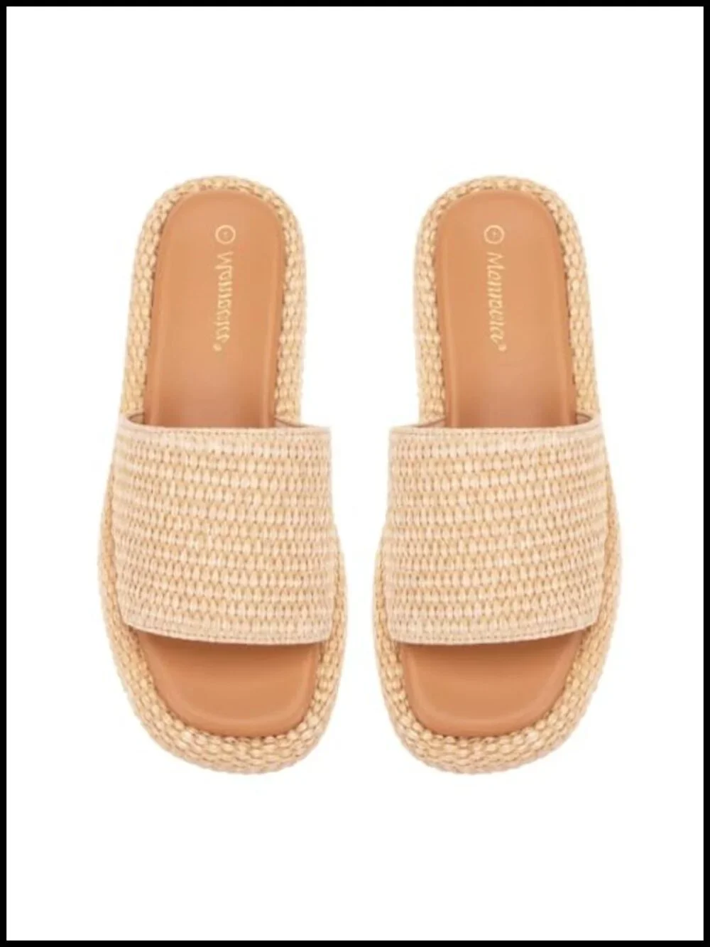 Raffia Platform Sandals Women Espadrille Slides Woven Straw Flatform Beach